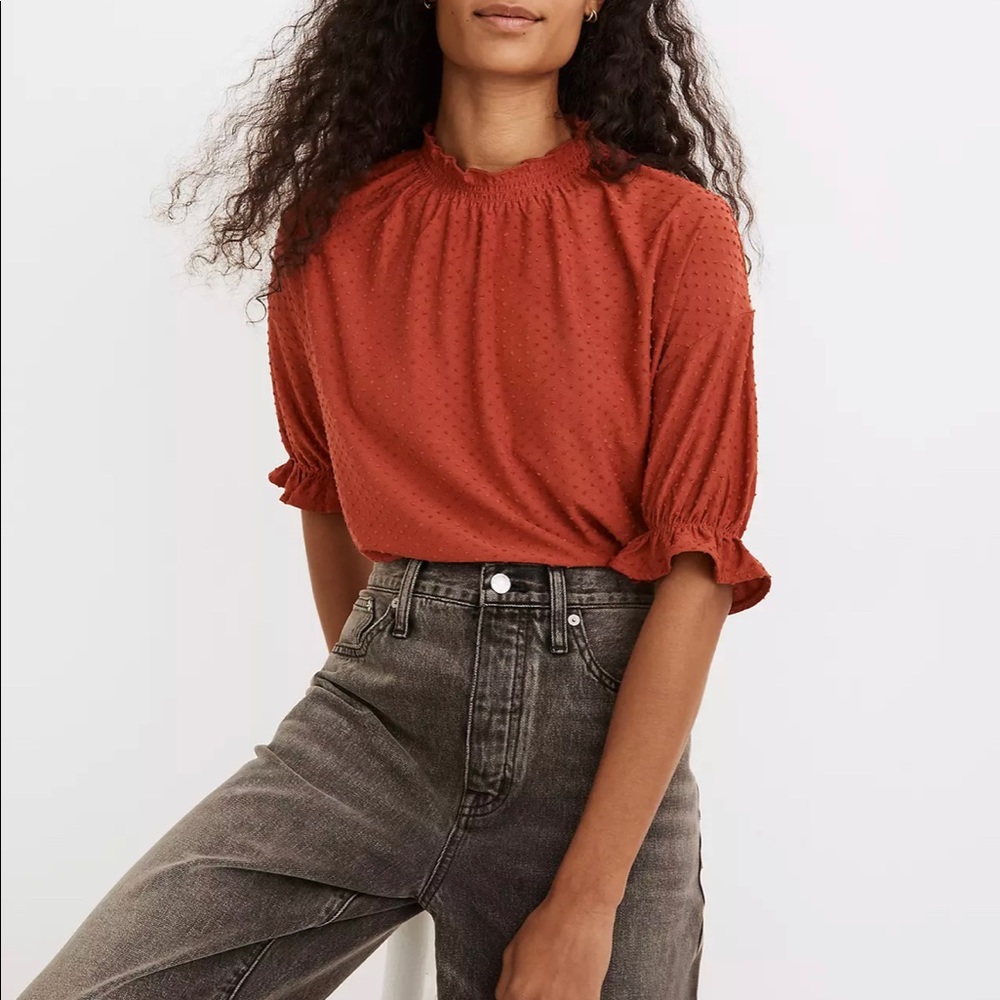 Madewell Clipdot Ruffle Top